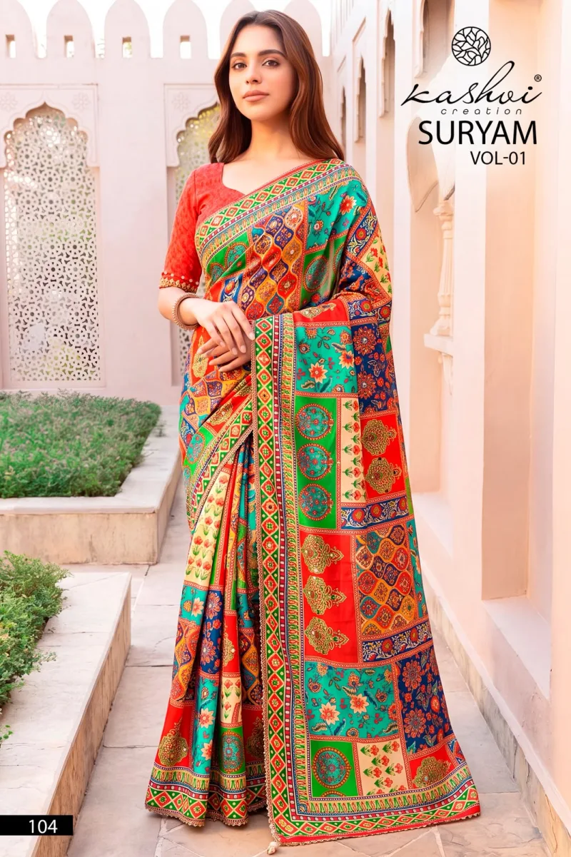 Suryam Vol 1 By Kashvi Chinon Digital Printed Saree 